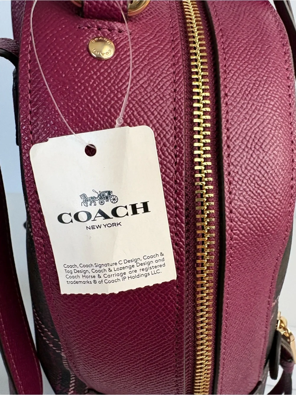 Coach Jordyn Backpack  Signature Plaid Brown/Fuchsia MFSRP $428 NWT